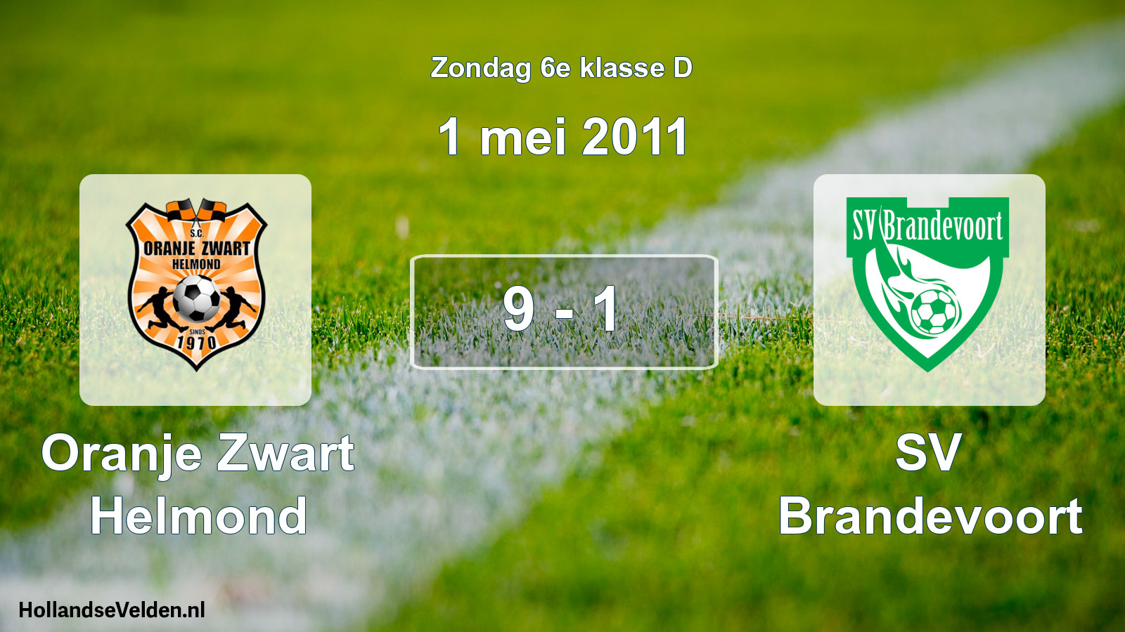 Total number of matches played: Oranje Zwart Helmond - SV Brandevoort 9 - 1 (1 May 2011)