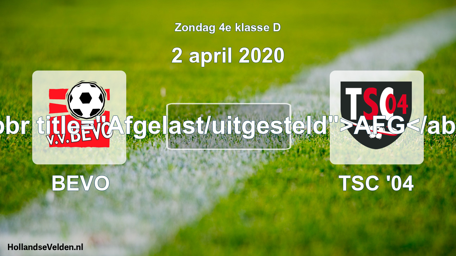 Scheduled Match: BEVO - TSC '04 (2 April 2020)