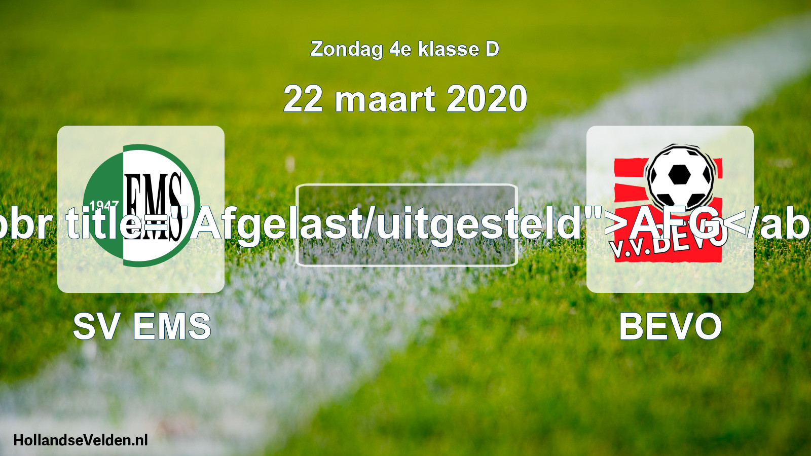 Scheduled Match: SV EMS - BEVO (22 March 2020)
