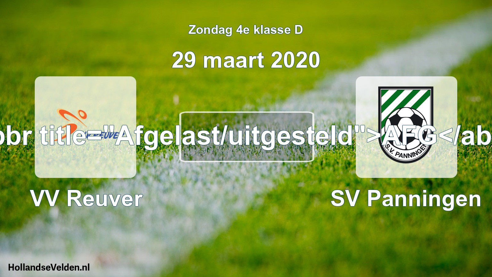 Scheduled Match: VV Reuver - SV Panningen (29 March 2020)