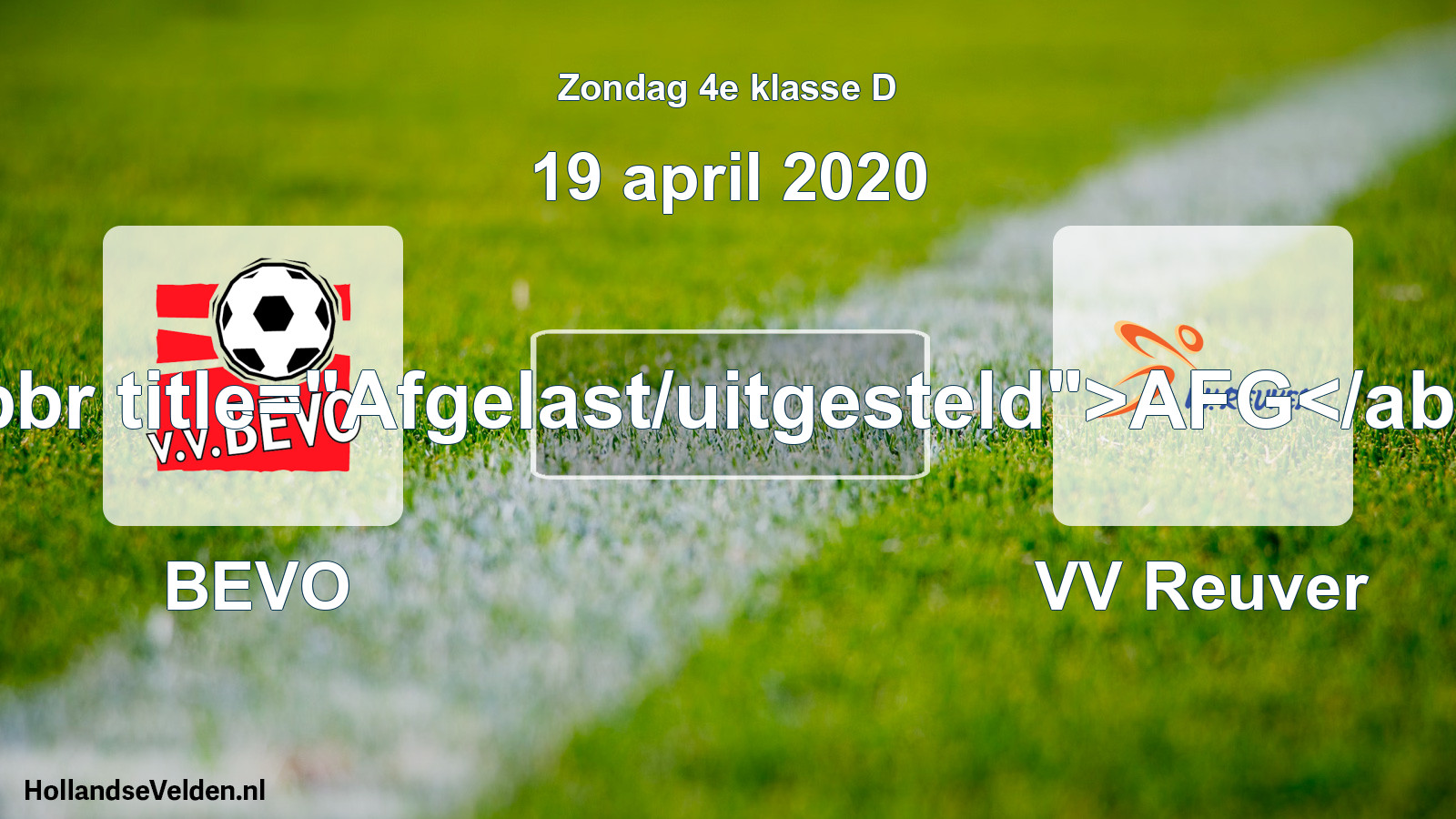 Scheduled Match: BEVO - VV Reuver (19 April 2020)