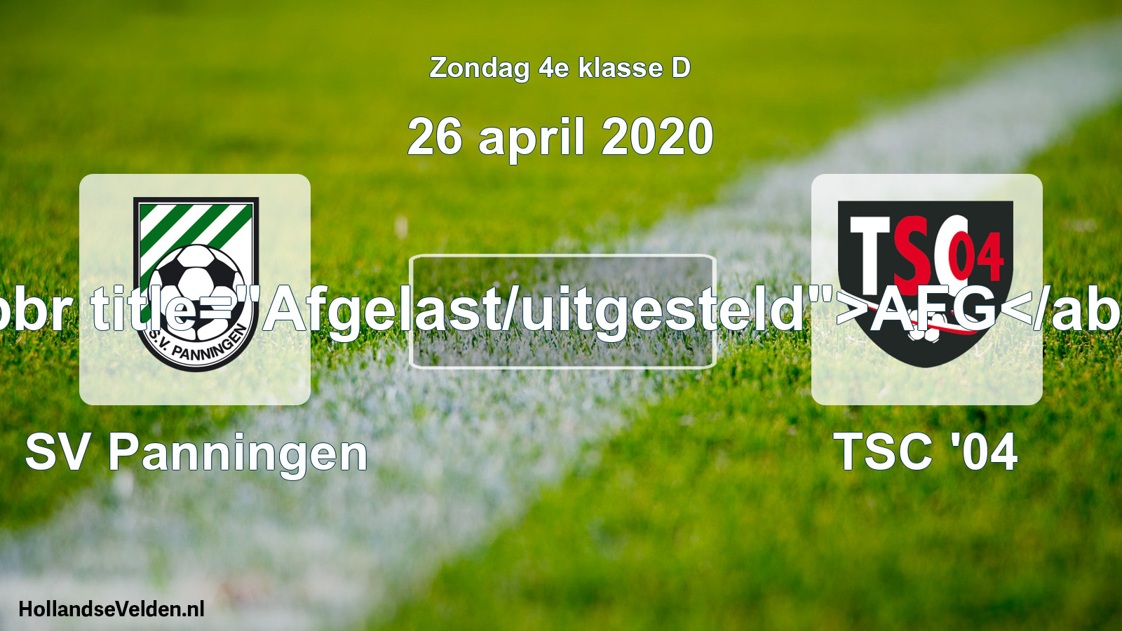 Scheduled Match: SV Panningen - TSC '04 (26 April 2020)