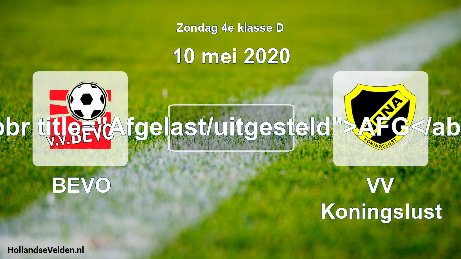 Scheduled Match: BEVO - VV Koningslust (10 May 2020)