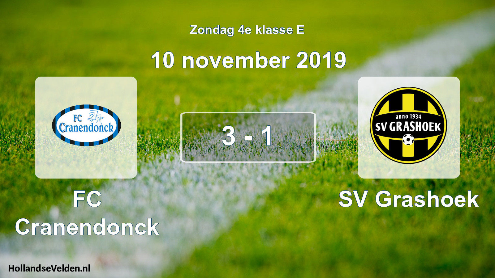 Total number of matches played: FC Cranendonck - SV Grashoek 3 - 1 (10 November 2019)