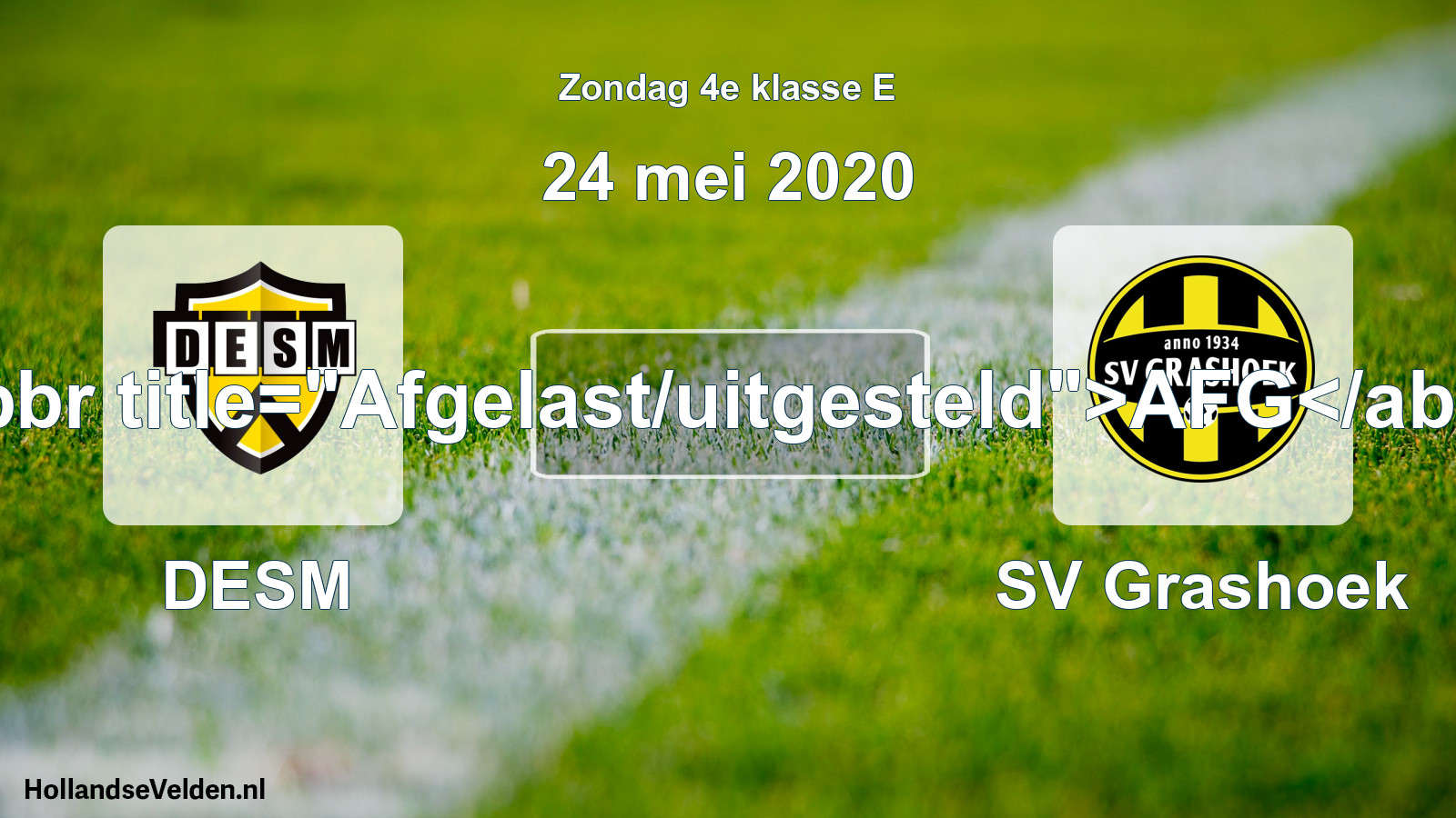 Scheduled Match: DESM - SV Grashoek (24 May 2020)