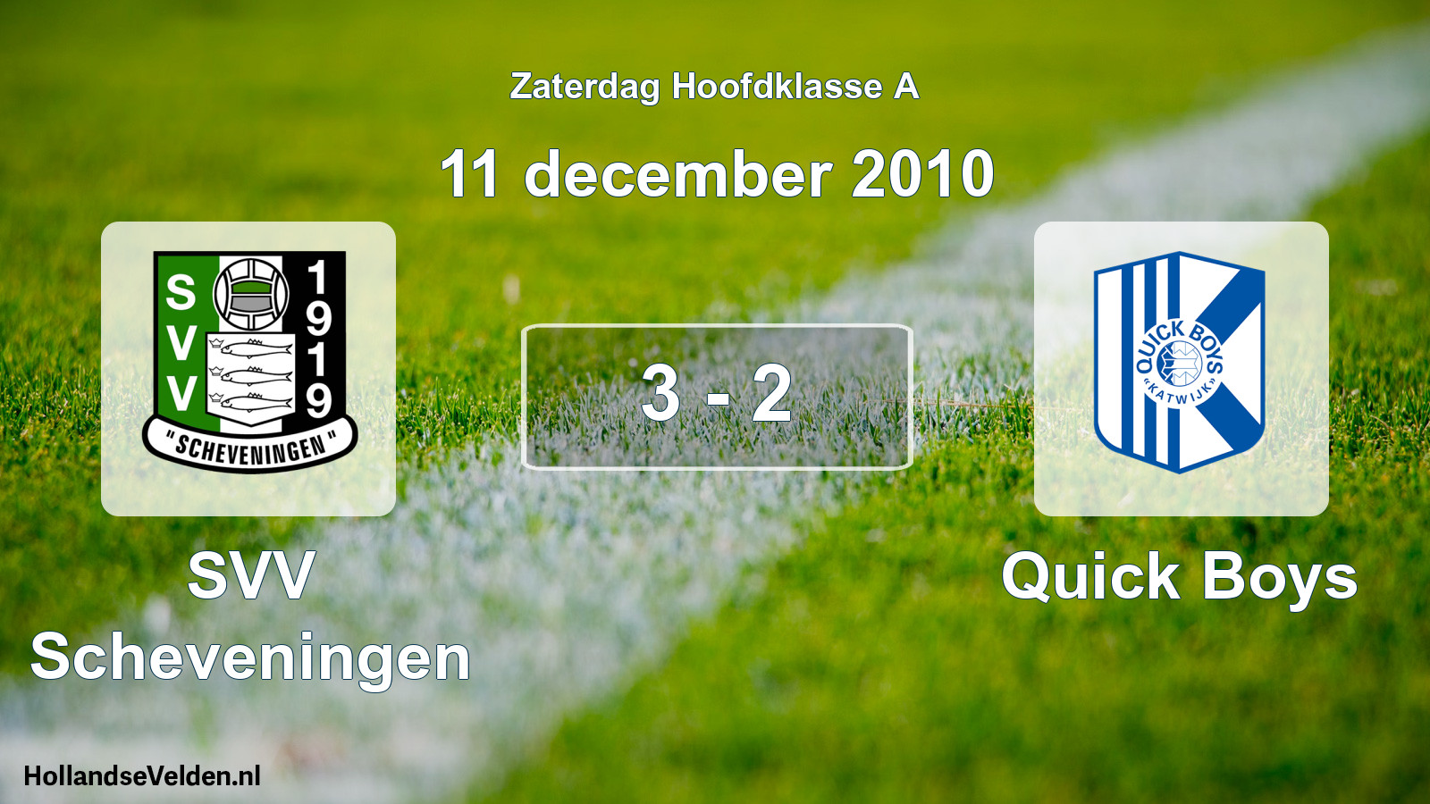 Total number of matches played: SVV Scheveningen - Quick Boys 3 - 2 (11 December 2010)