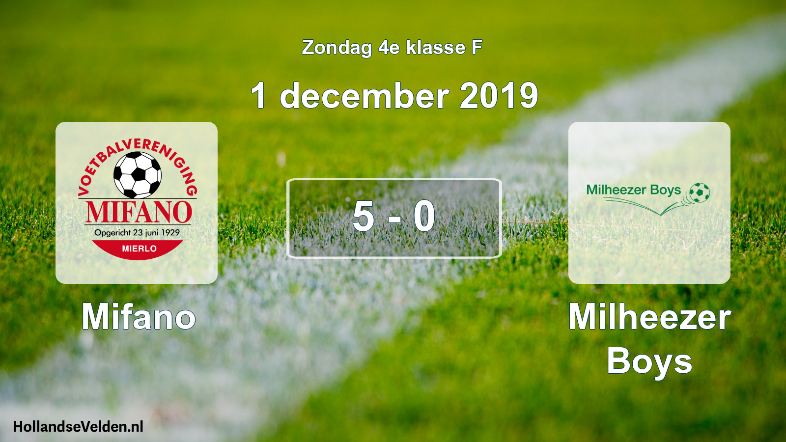 Total number of matches played: Mifano - Milheezer Boys 5 - 0 (1 December 2019)