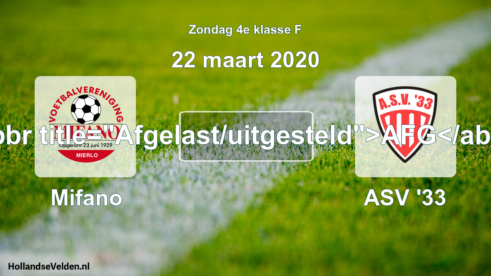 Scheduled Match: Mifano - ASV '33 (22 March 2020)