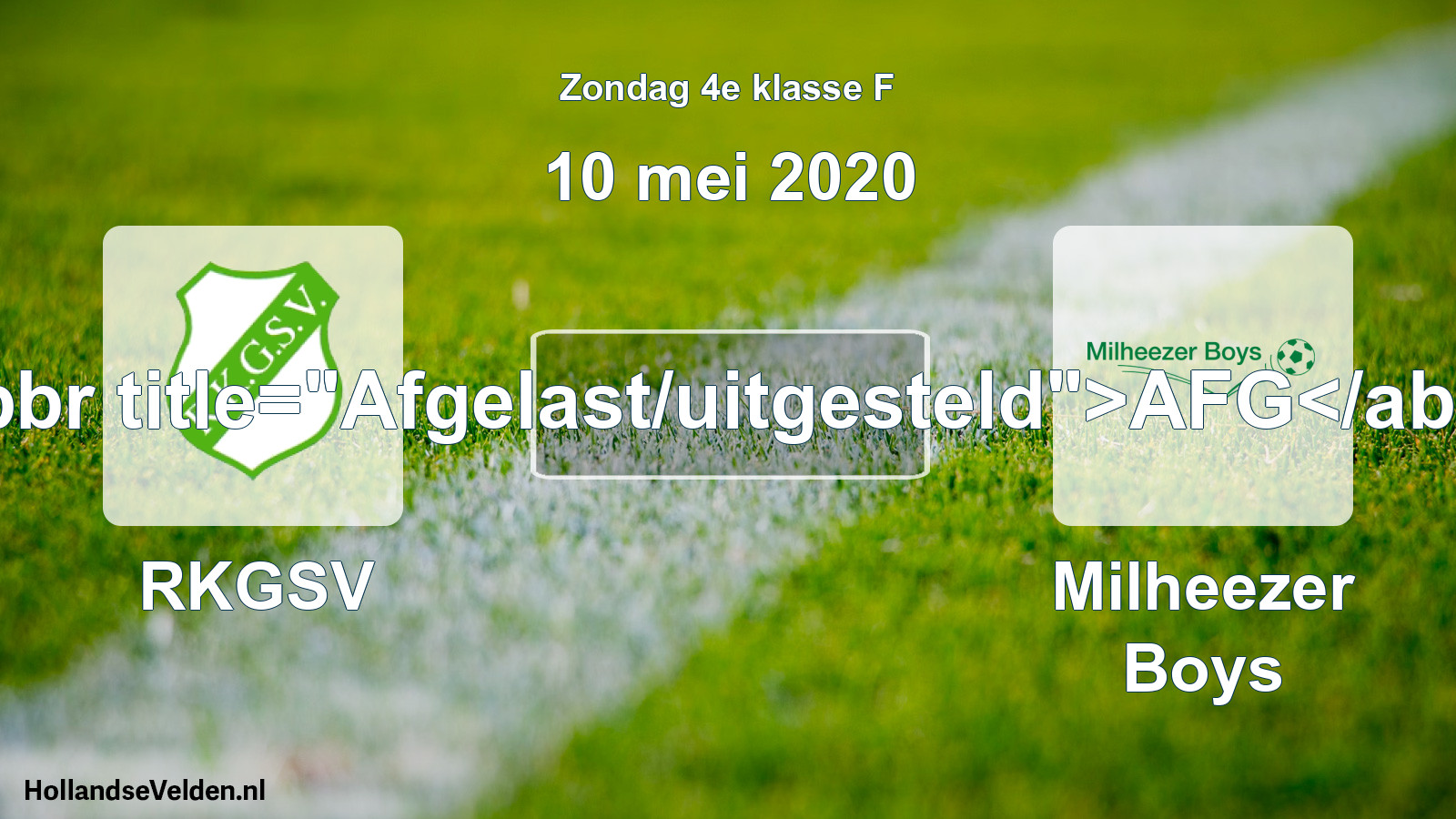 Scheduled Match: RKGSV - Milheezer Boys (10 May 2020)