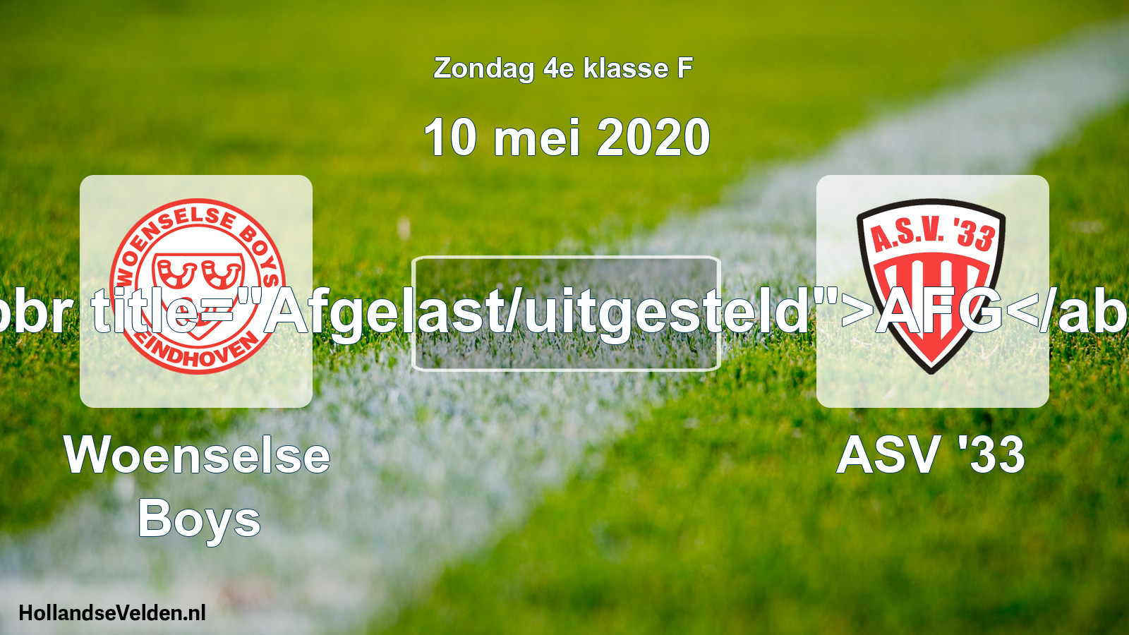 Scheduled Match: Woenselse Boys - ASV '33 (10 May 2020)