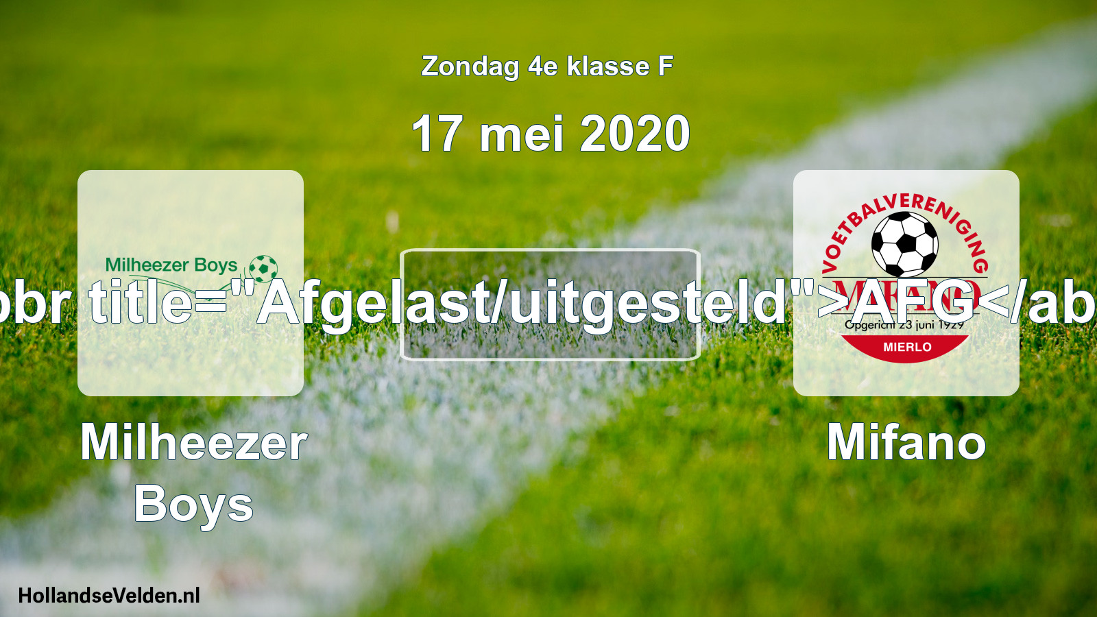 Scheduled Match: Milheezer Boys - Mifano (17 May 2020)