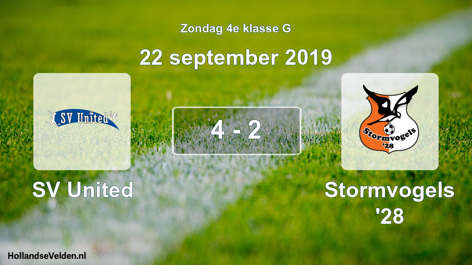 Total number of matches played: SV United - Stormvogels '28 4 - 2 (22 September 2019)