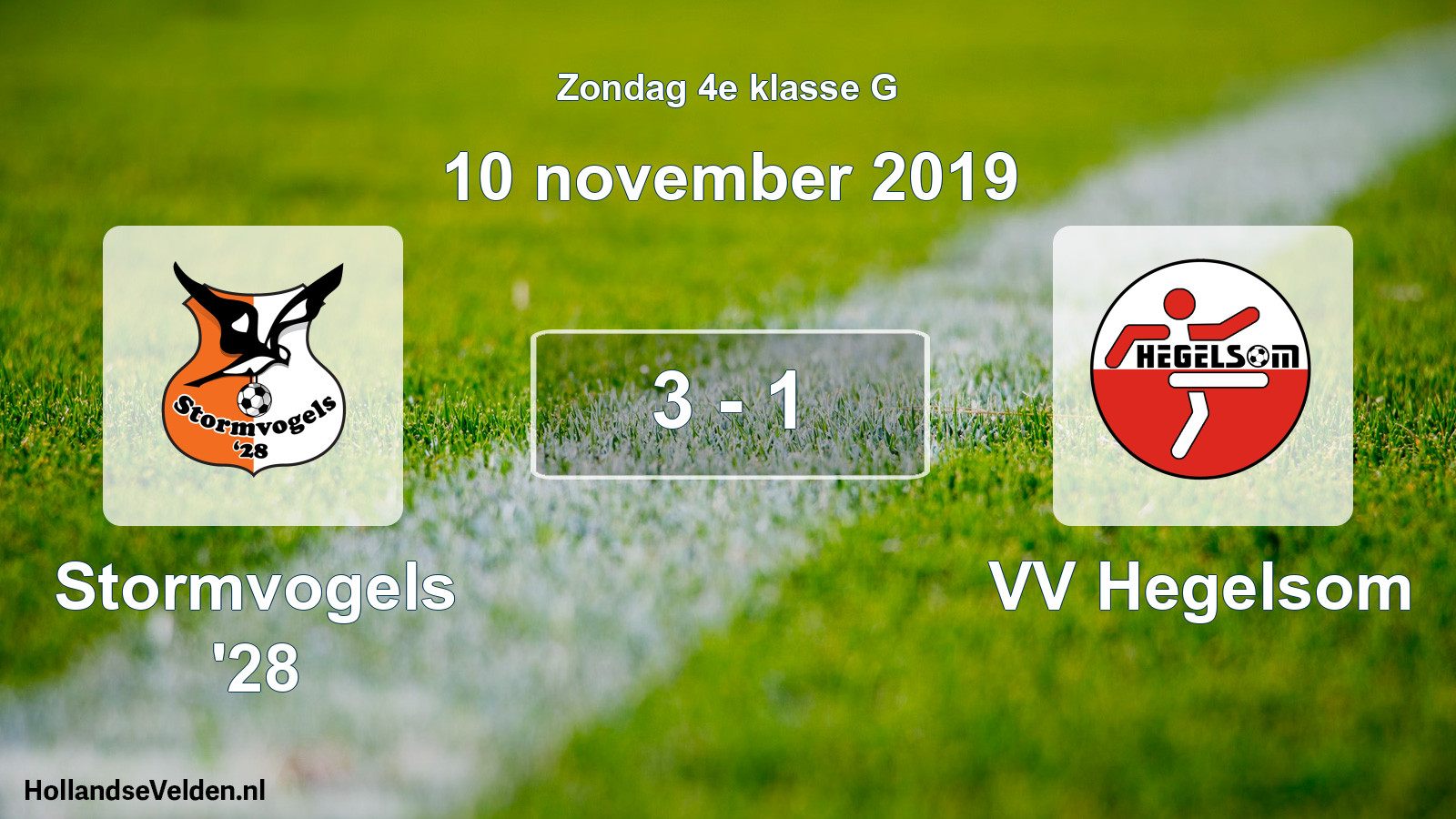Total number of matches played: Stormvogels '28 - VV Hegelsom 3 - 1 (10 November 2019)