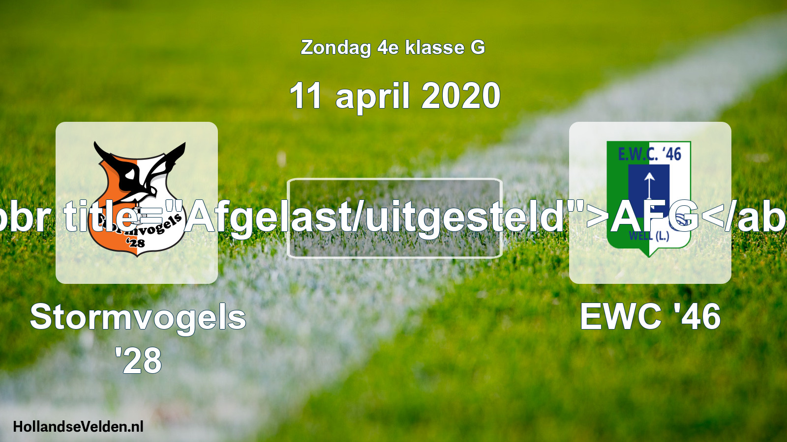 Scheduled Match: Stormvogels '28 - EWC '46 (11 April 2020)