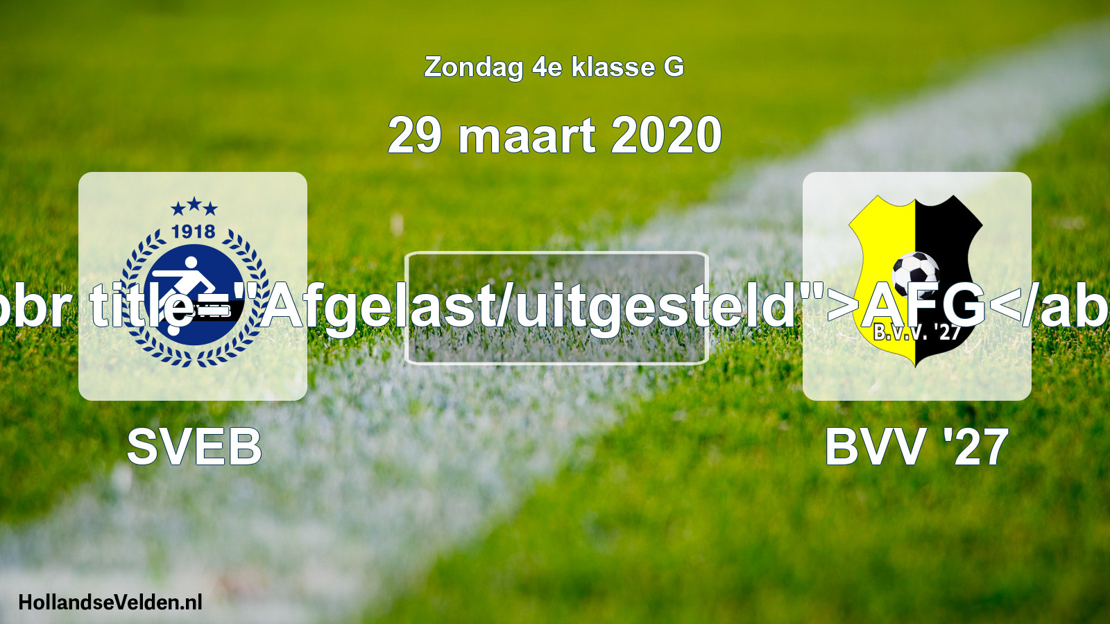 Scheduled Match: SVEB - BVV '27 (29 March 2020)