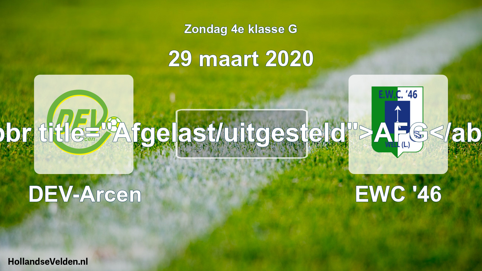 Scheduled Match: DEV-Arcen - EWC '46 (29 March 2020)