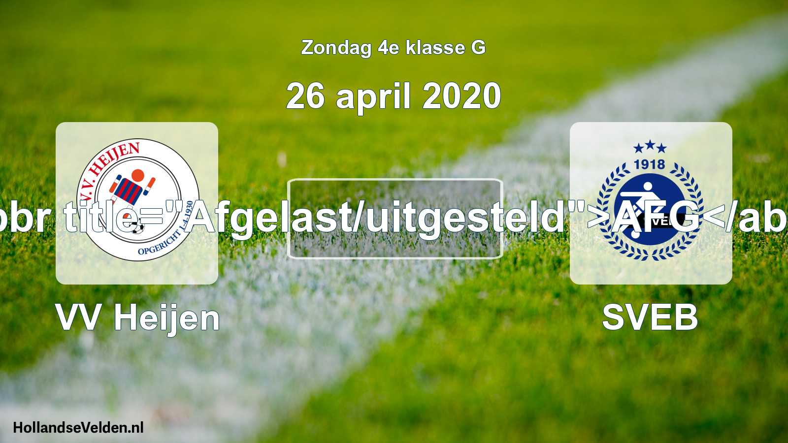 Scheduled Match: VV Heijen - SVEB (26 April 2020)