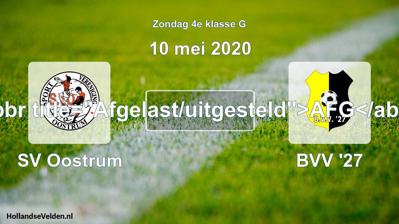 Scheduled Match: SV Oostrum - BVV '27 (10 May 2020)
