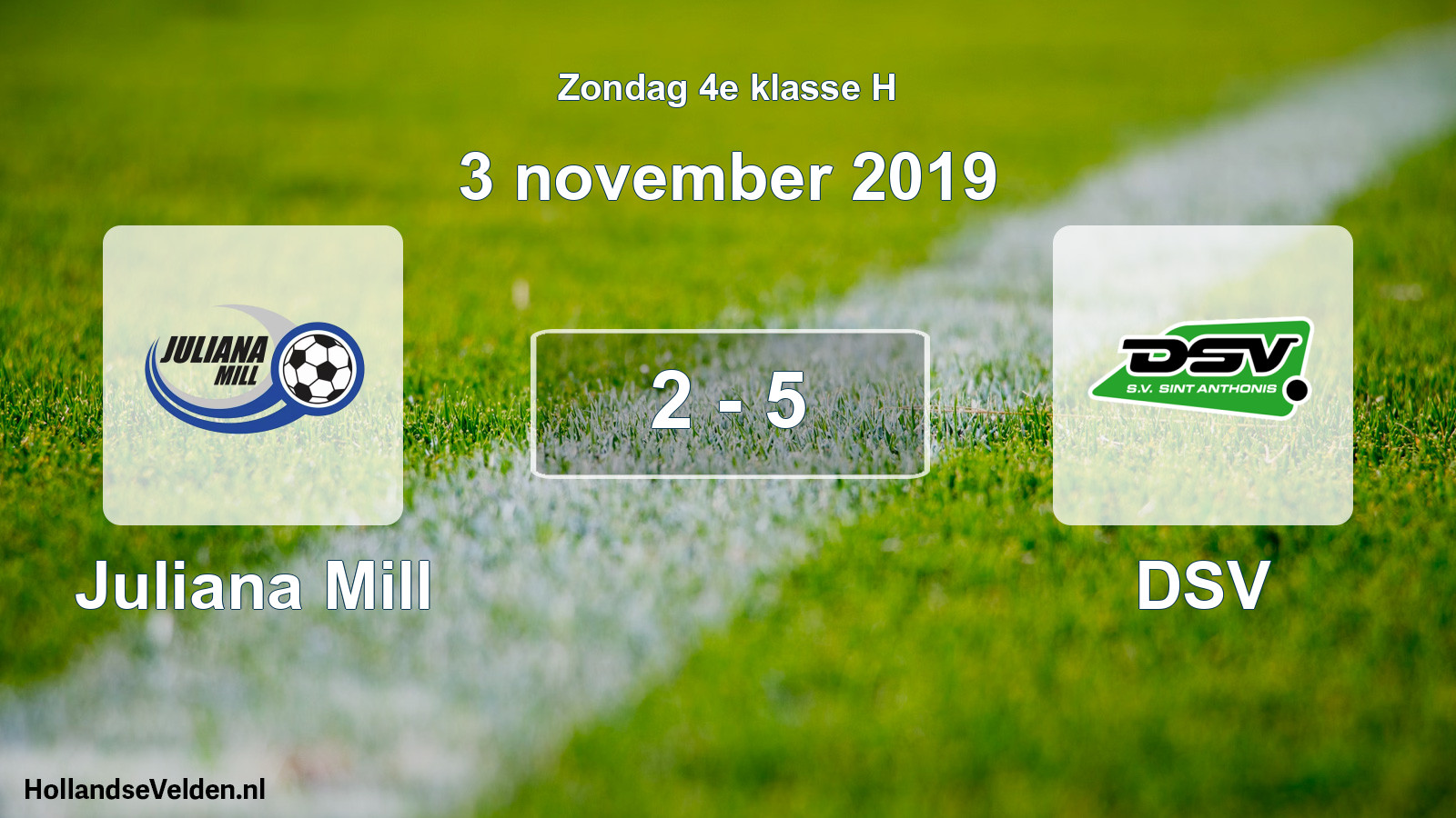Total number of matches played: Juliana Mill - DSV 2 - 5 (3 November 2019)