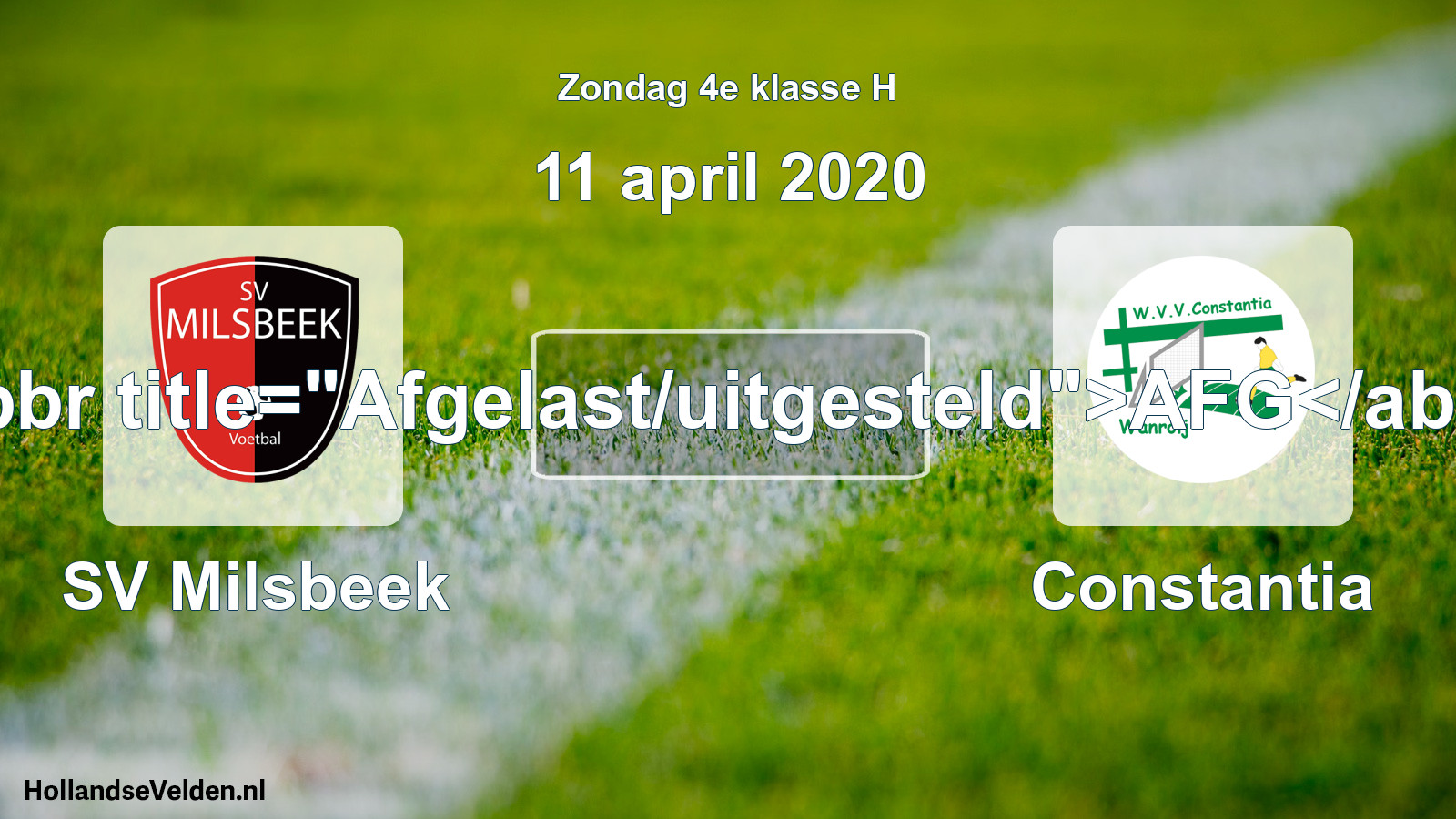 Scheduled Match: SV Milsbeek - Constantia (11 April 2020)