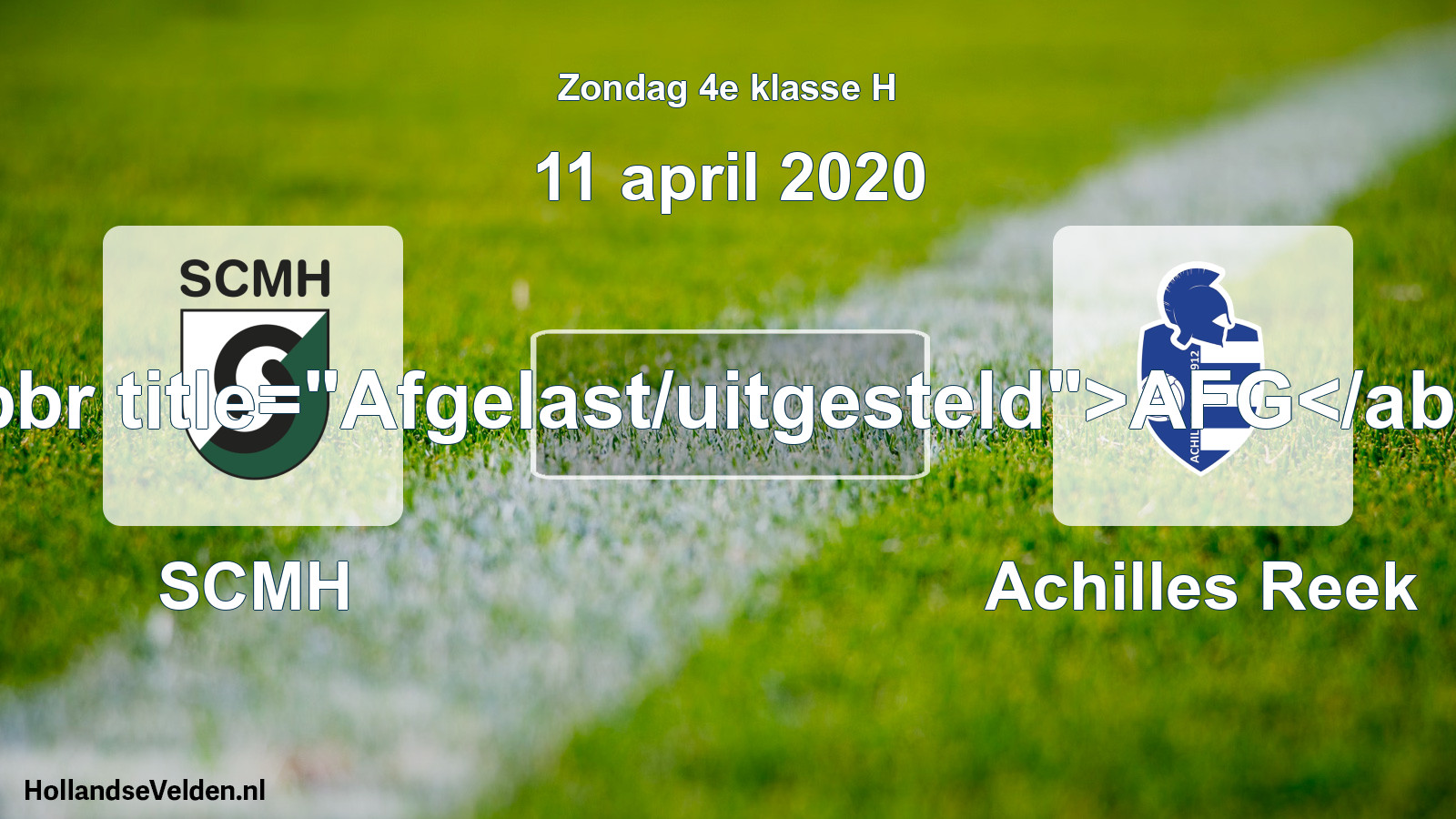Scheduled Match: SCMH - Achilles Reek (11 April 2020)