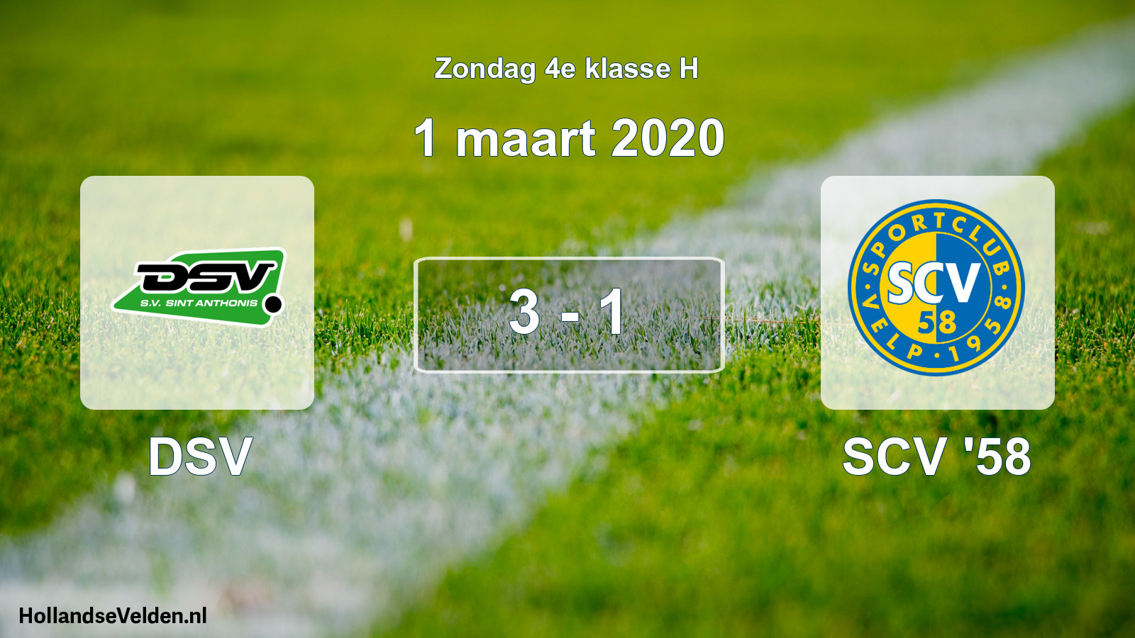 Total number of matches played: DSV - SCV '58 3 - 1 (1 March 2020)