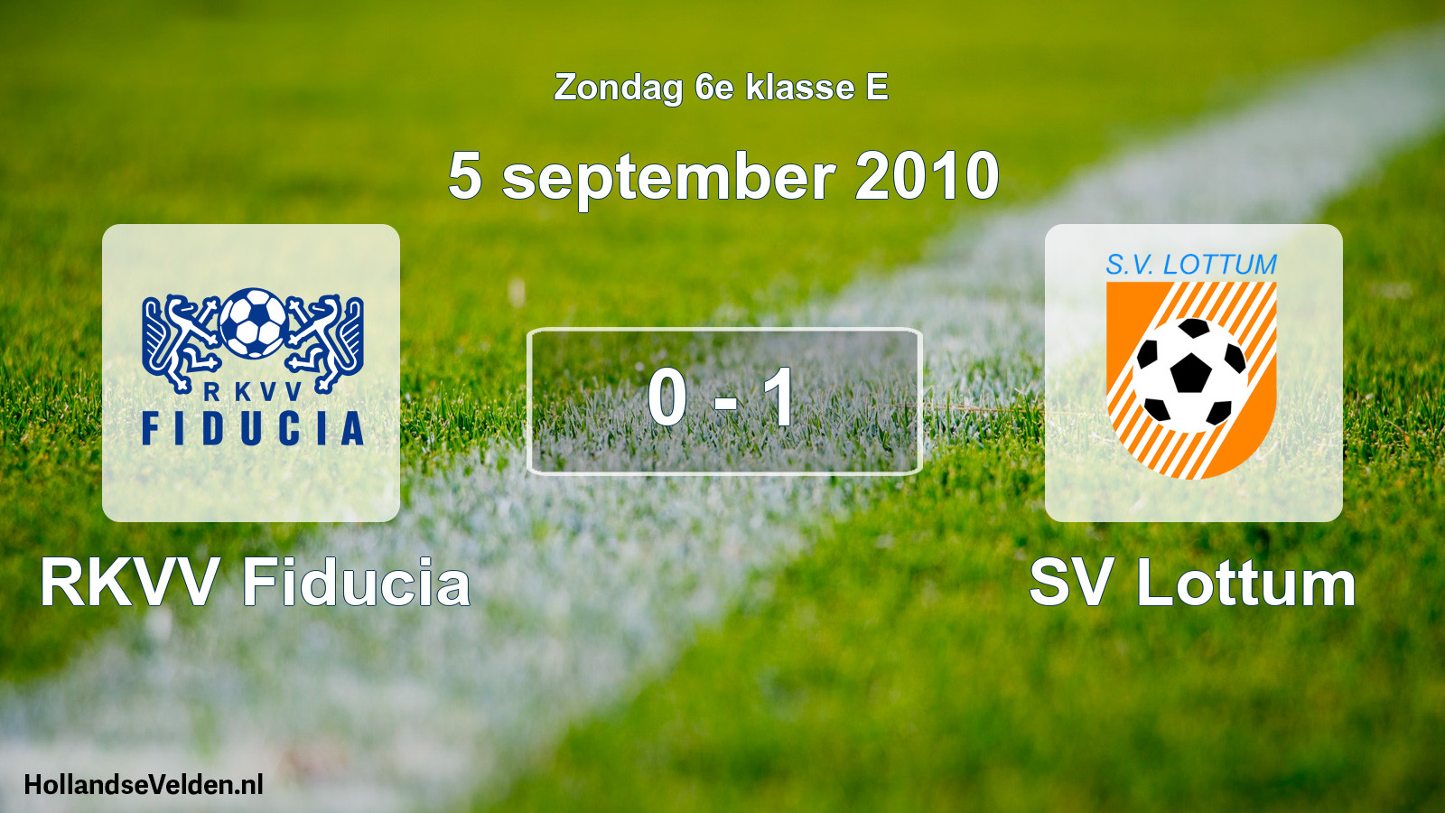 Total number of matches played: RKVV Fiducia - SV Lottum 0 - 1 (5 September 2010)