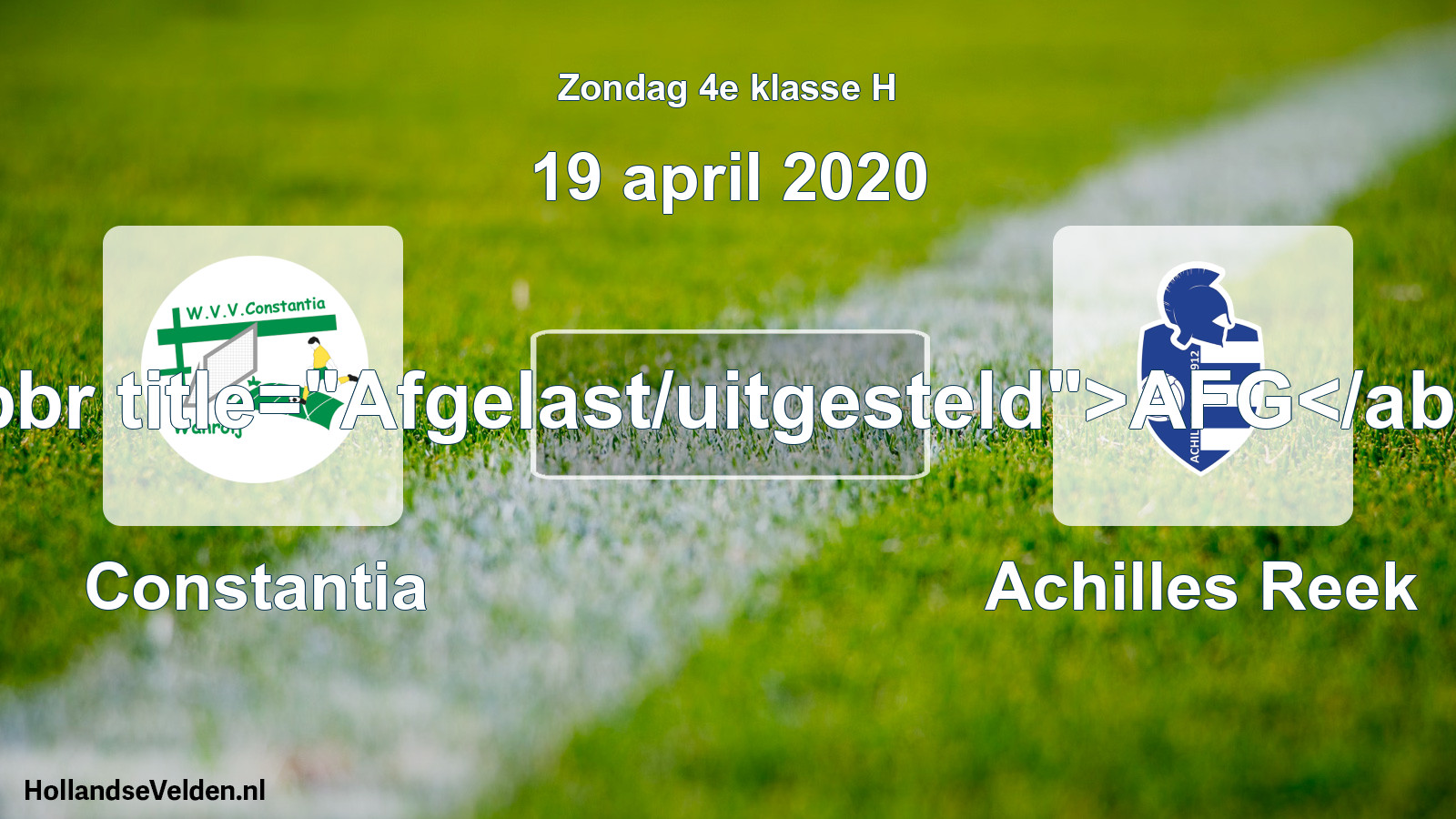 Scheduled Match: Constantia - Achilles Reek (19 April 2020)