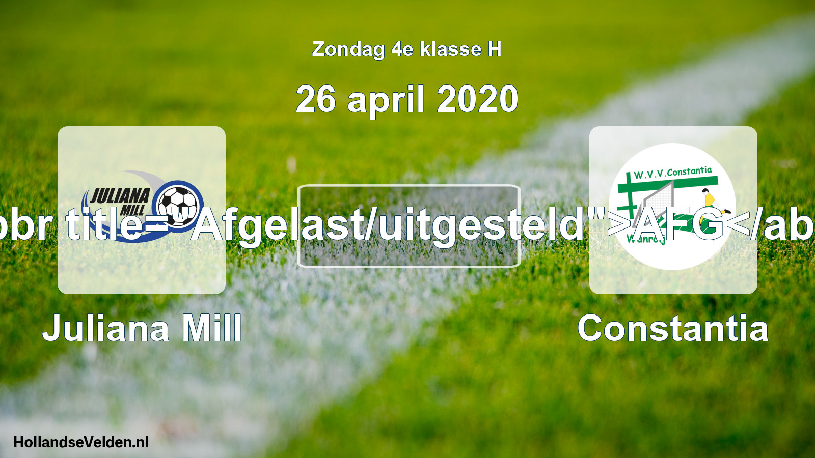 Scheduled Match: Juliana Mill - Constantia (26 April 2020)