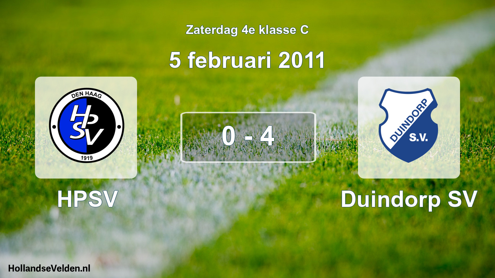 Total number of matches played: HPSV - Duindorp SV 0 - 4 (5 February 2011)