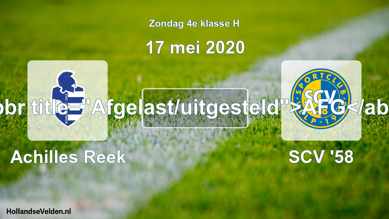 Scheduled Match: Achilles Reek - SCV '58 (17 May 2020)