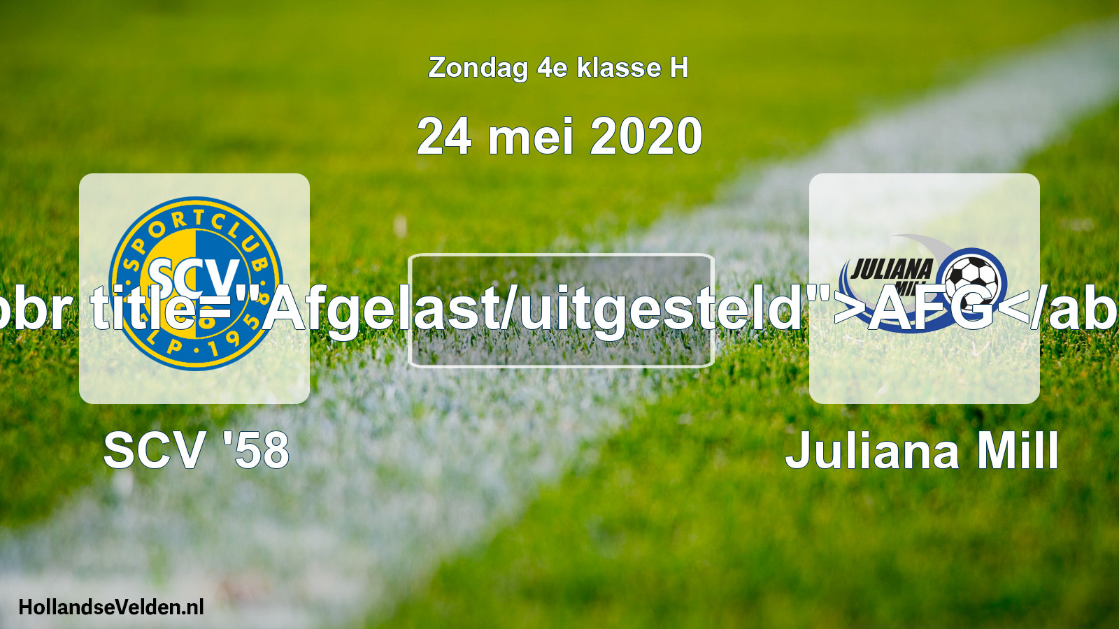 Scheduled Match: SCV '58 - Juliana Mill (24 May 2020)