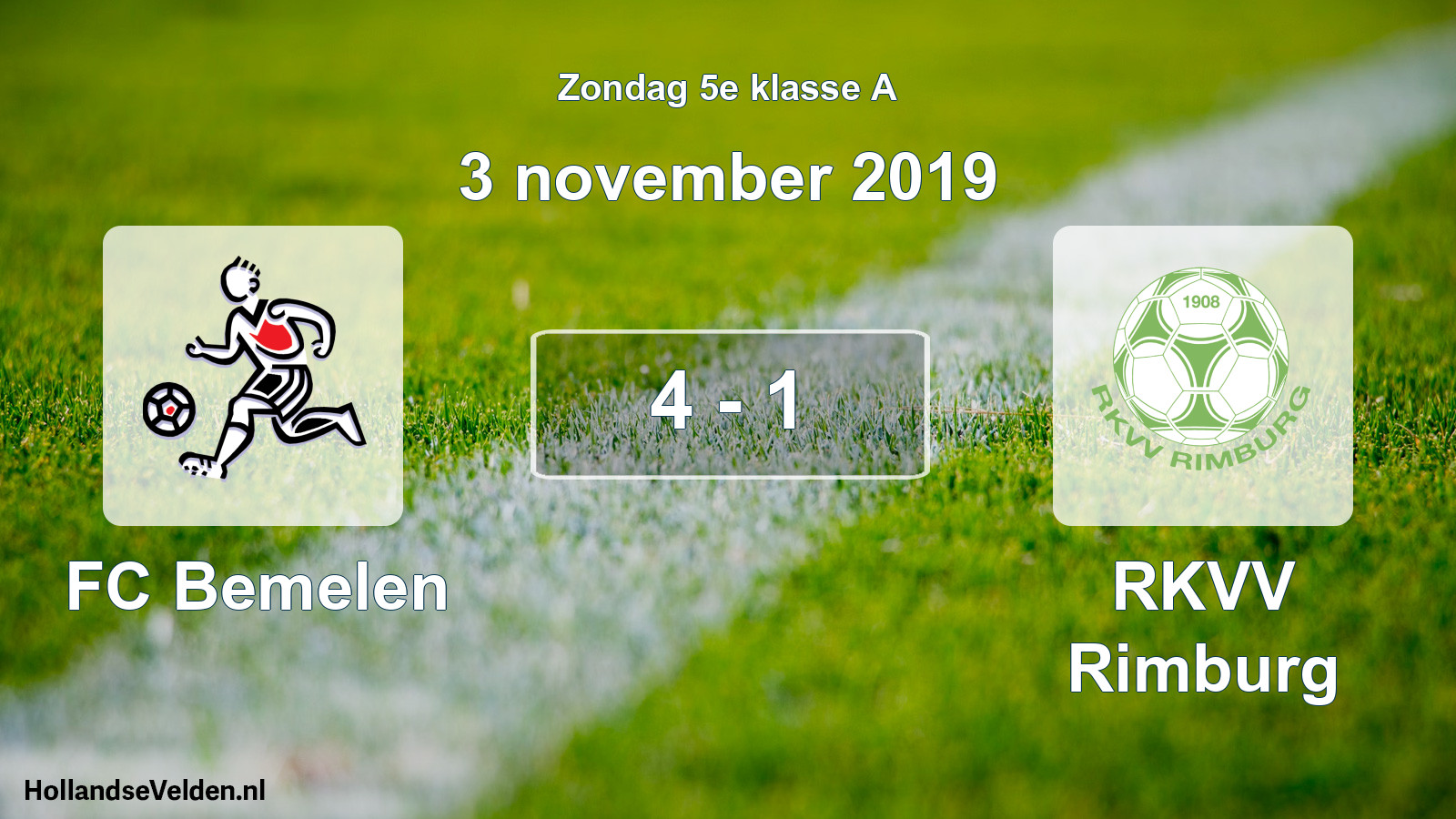 Total number of matches played: FC Bemelen - RKVV Rimburg 4 - 1 (3 November 2019)