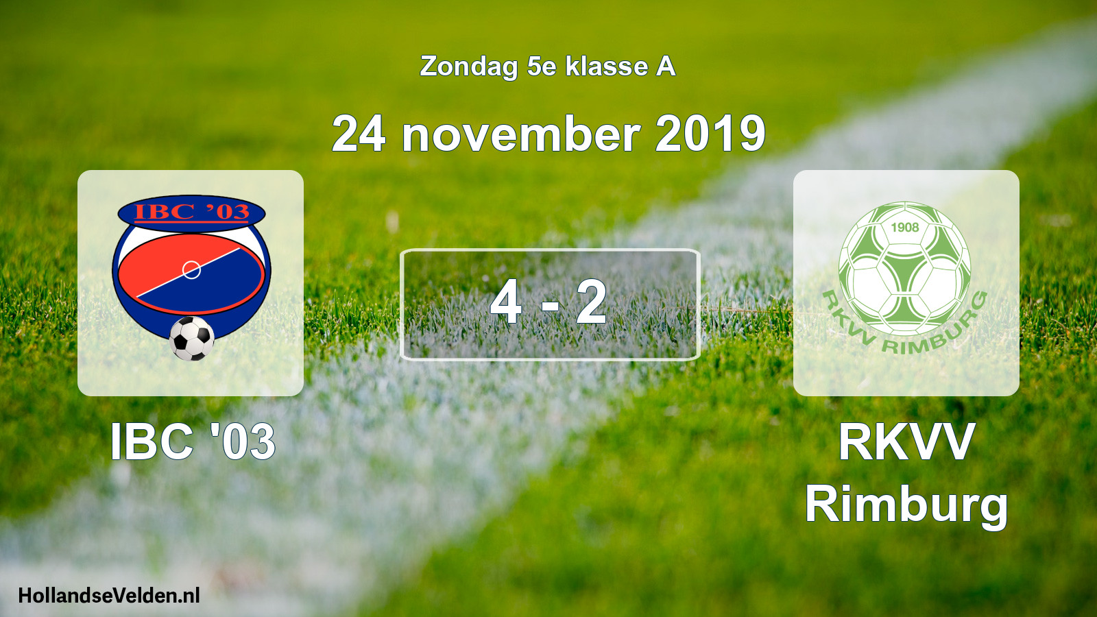 Total number of matches played: IBC '03 - RKVV Rimburg 4 - 2 (24 November 2019)