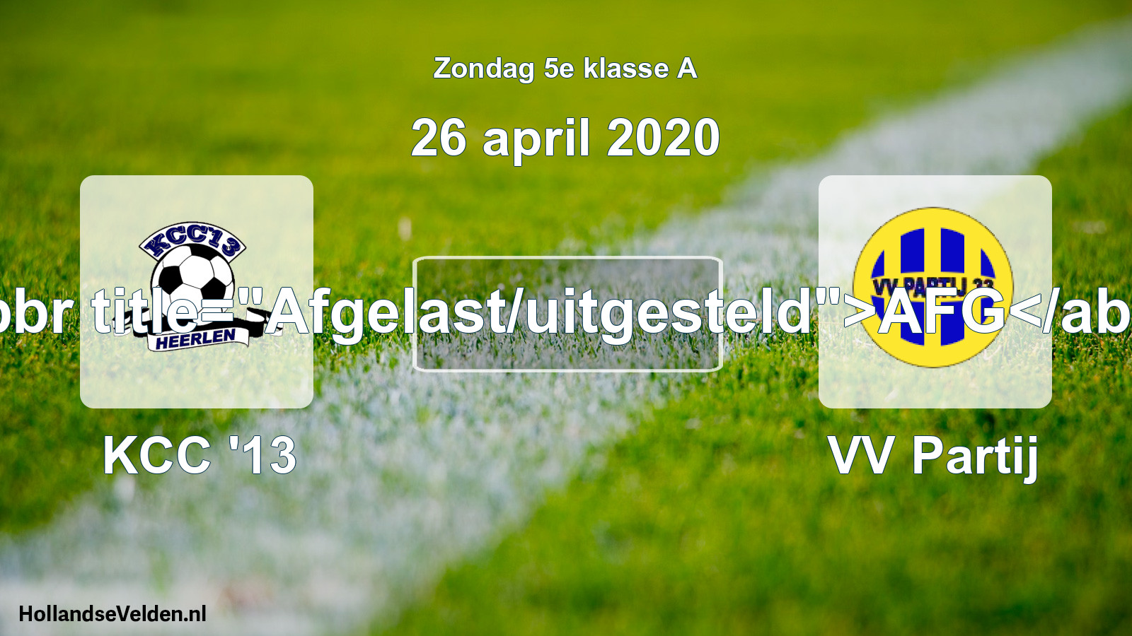 Scheduled Match: KCC '13 - VV Partij (26 April 2020)