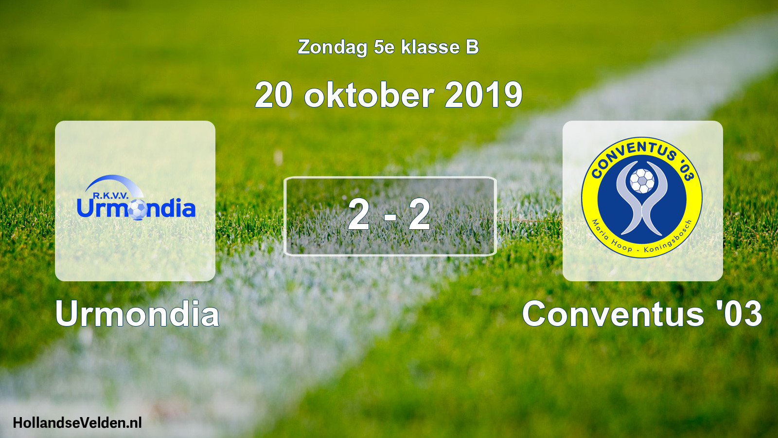 Total number of matches played: Urmondia - Conventus '03 2 - 2 (20 October 2019)