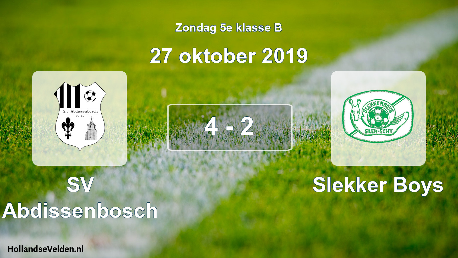 Total number of matches played: SV Abdissenbosch - Slekker Boys 4 - 2 (27 October 2019)