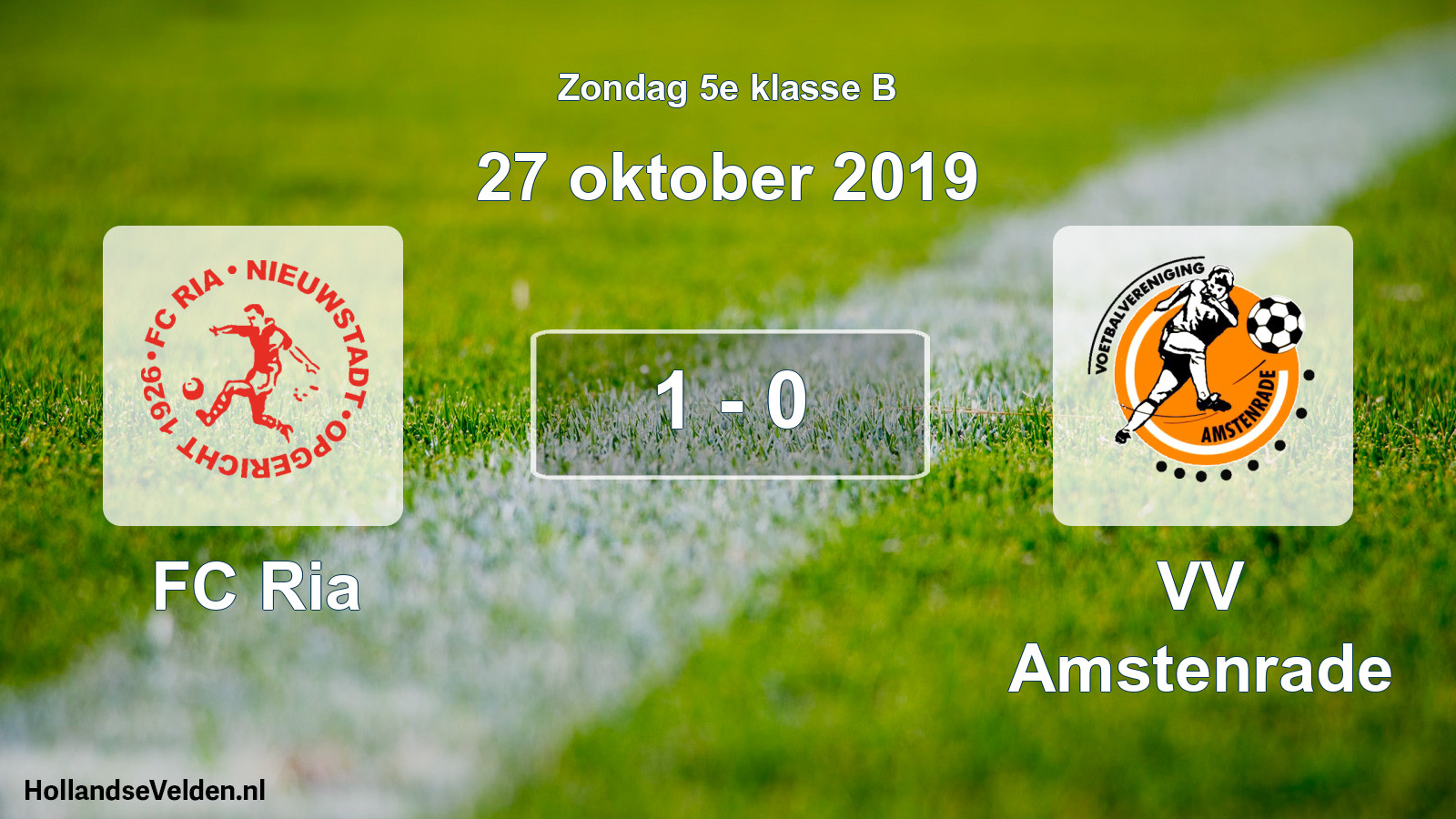 Total number of matches played: FC Ria - VV Amstenrade 1 - 0 (27 October 2019)