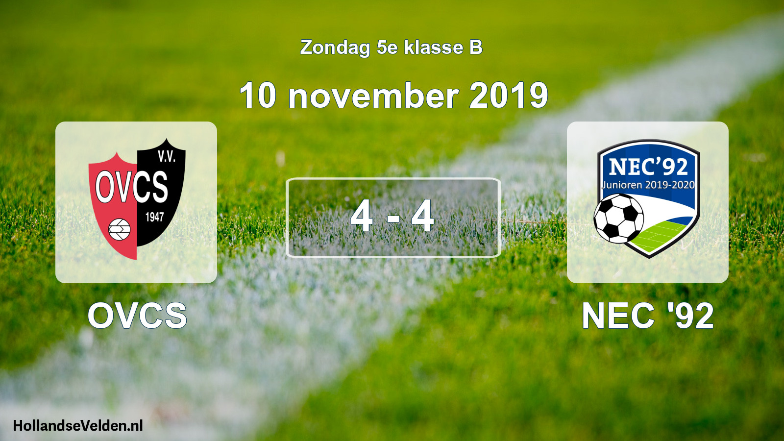 Total number of matches played: OVCS - NEC '92 4 - 4 (10 November 2019)