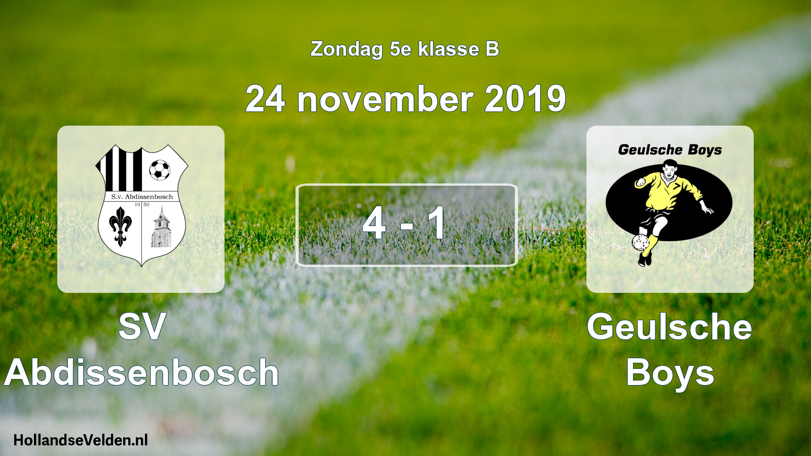 Total number of matches played: SV Abdissenbosch - Geulsche Boys 4 - 1 (24 November 2019)