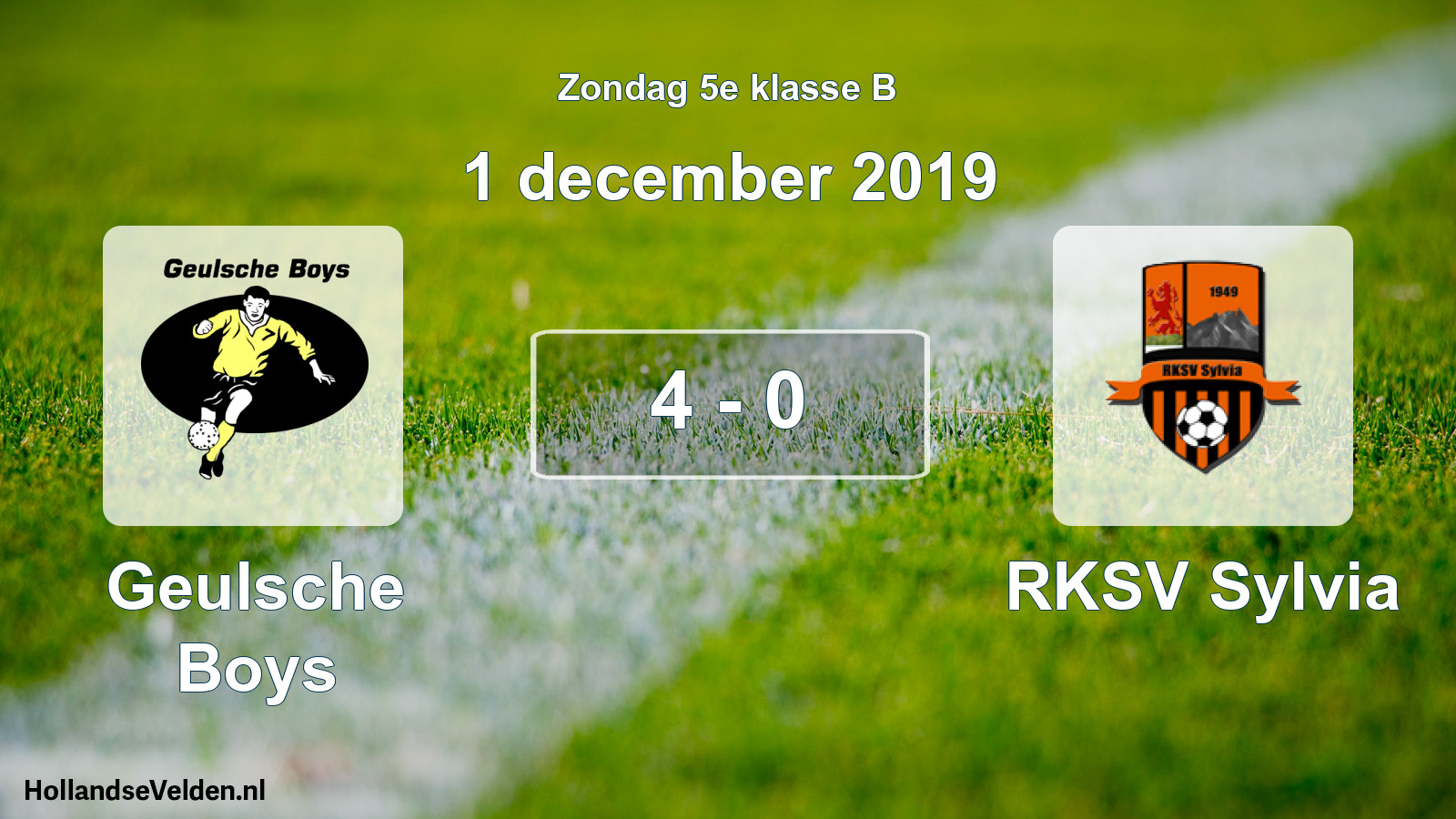 Total number of matches played: Geulsche Boys - RKSV Sylvia 4 - 0 (1 December 2019)