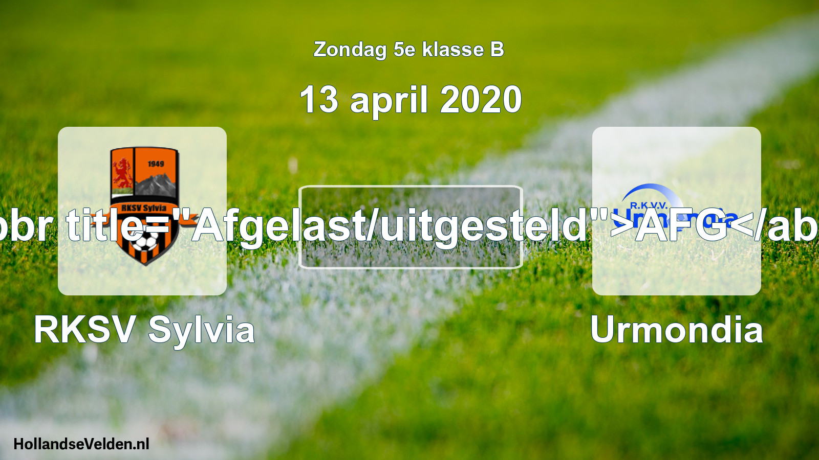 Scheduled Match: RKSV Sylvia - Urmondia (13 April 2020)