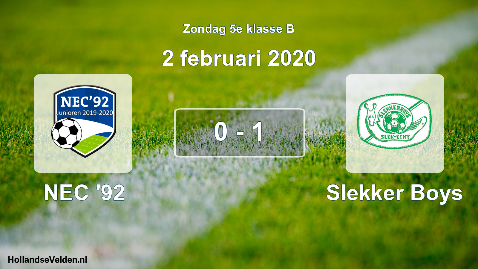 Total number of matches played: NEC '92 - Slekker Boys 0 - 1 (2 February 2020)