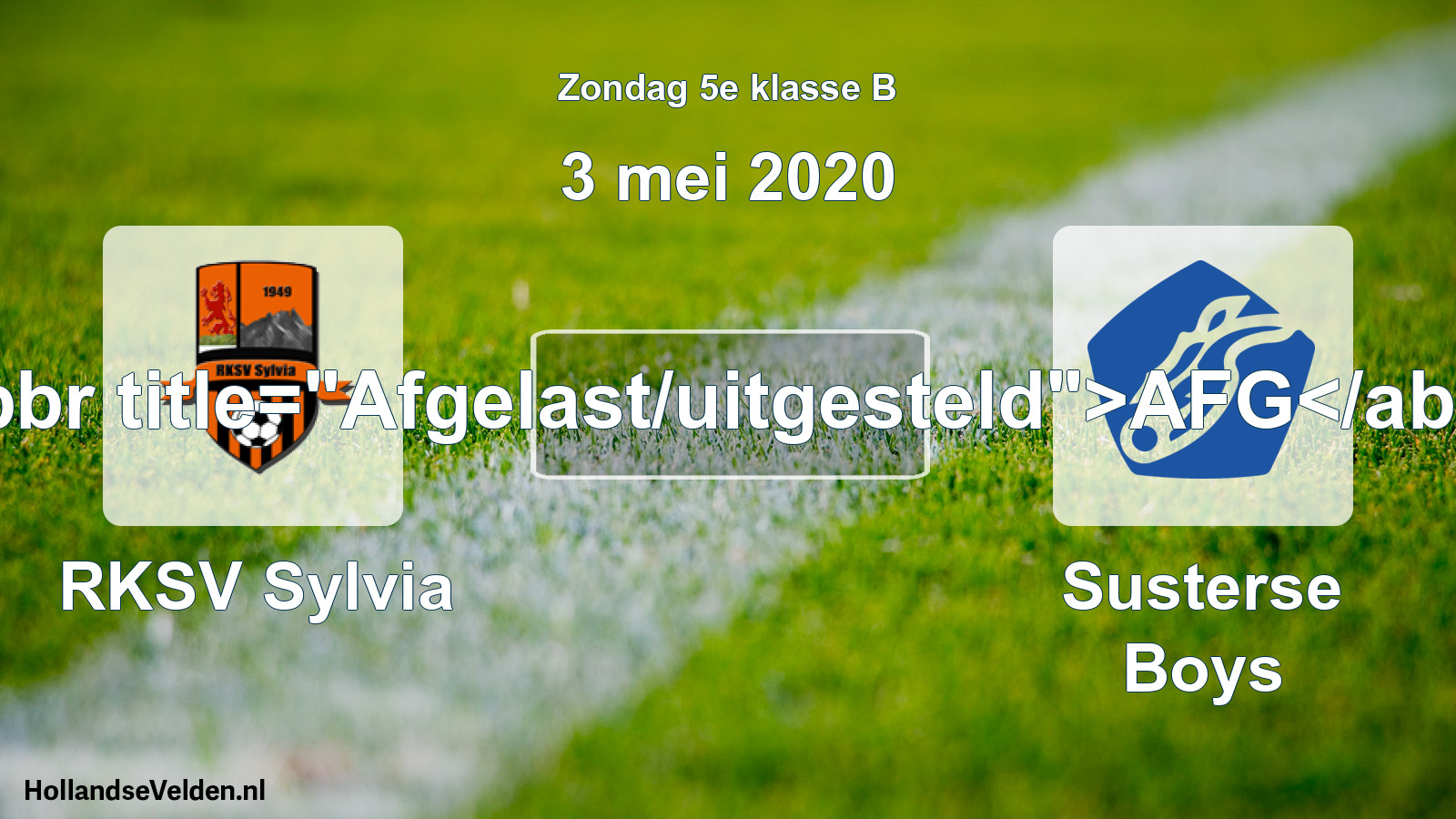 Scheduled Match: RKSV Sylvia - Susterse Boys (3 May 2020)