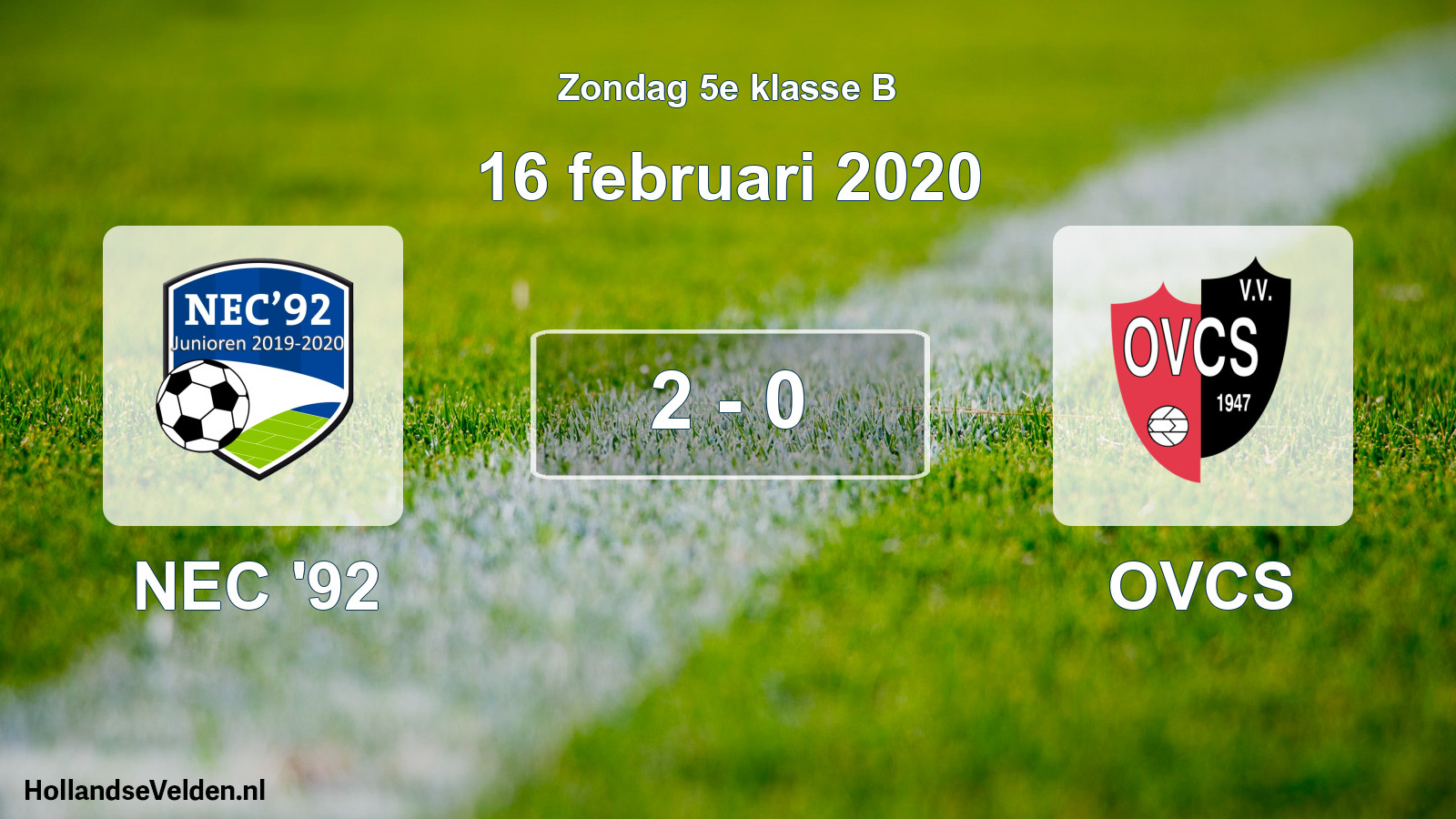 Total number of matches played: NEC '92 - OVCS 2 - 0 (16 February 2020)
