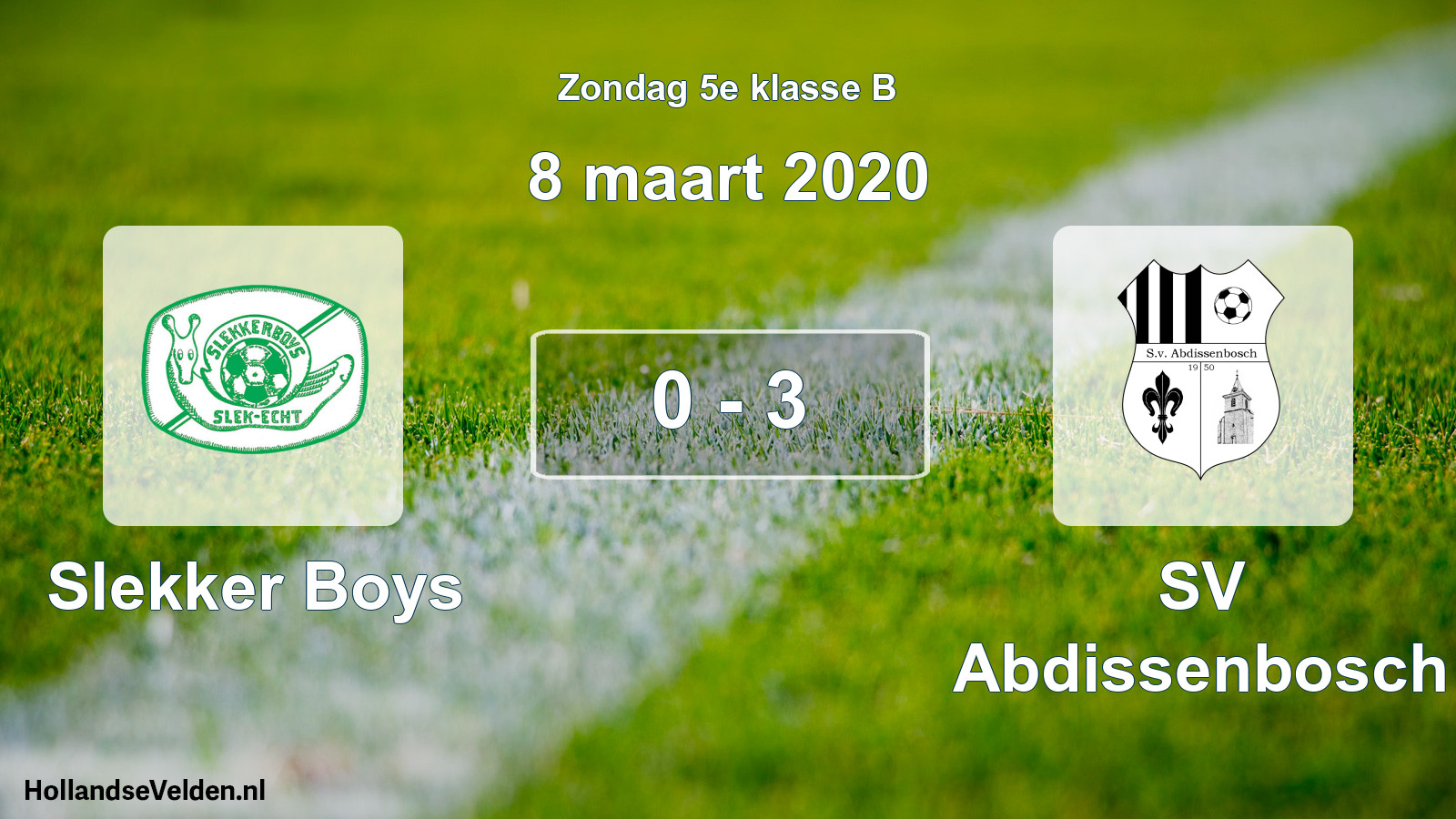 Total number of matches played: Slekker Boys - SV Abdissenbosch 0 - 3 (8 March 2020)