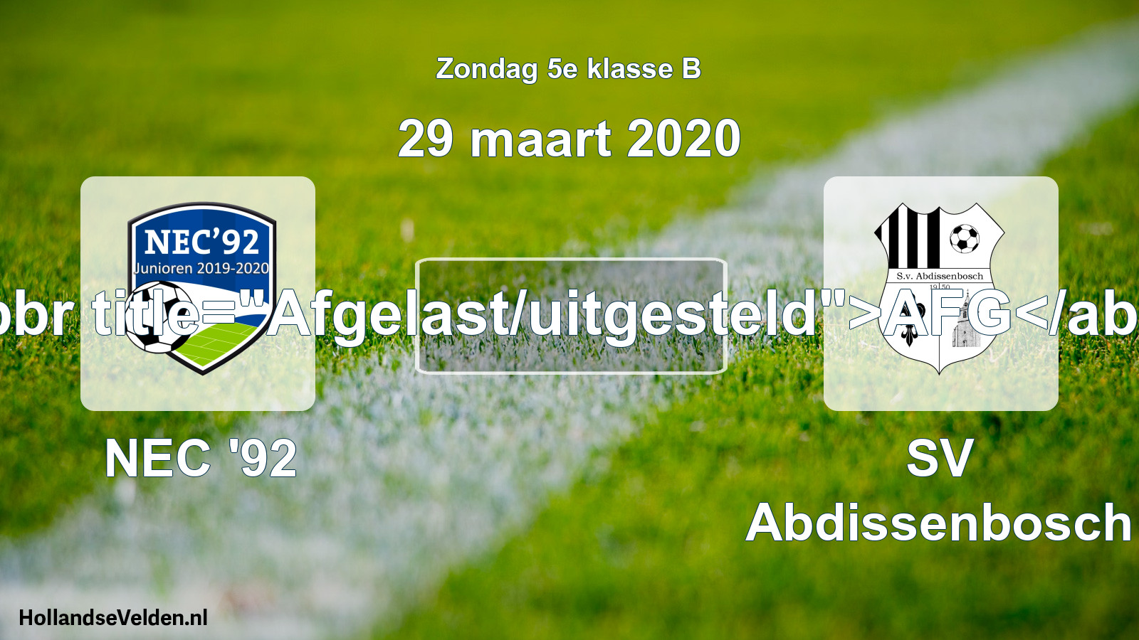 Scheduled Match: NEC '92 - SV Abdissenbosch (29 March 2020)