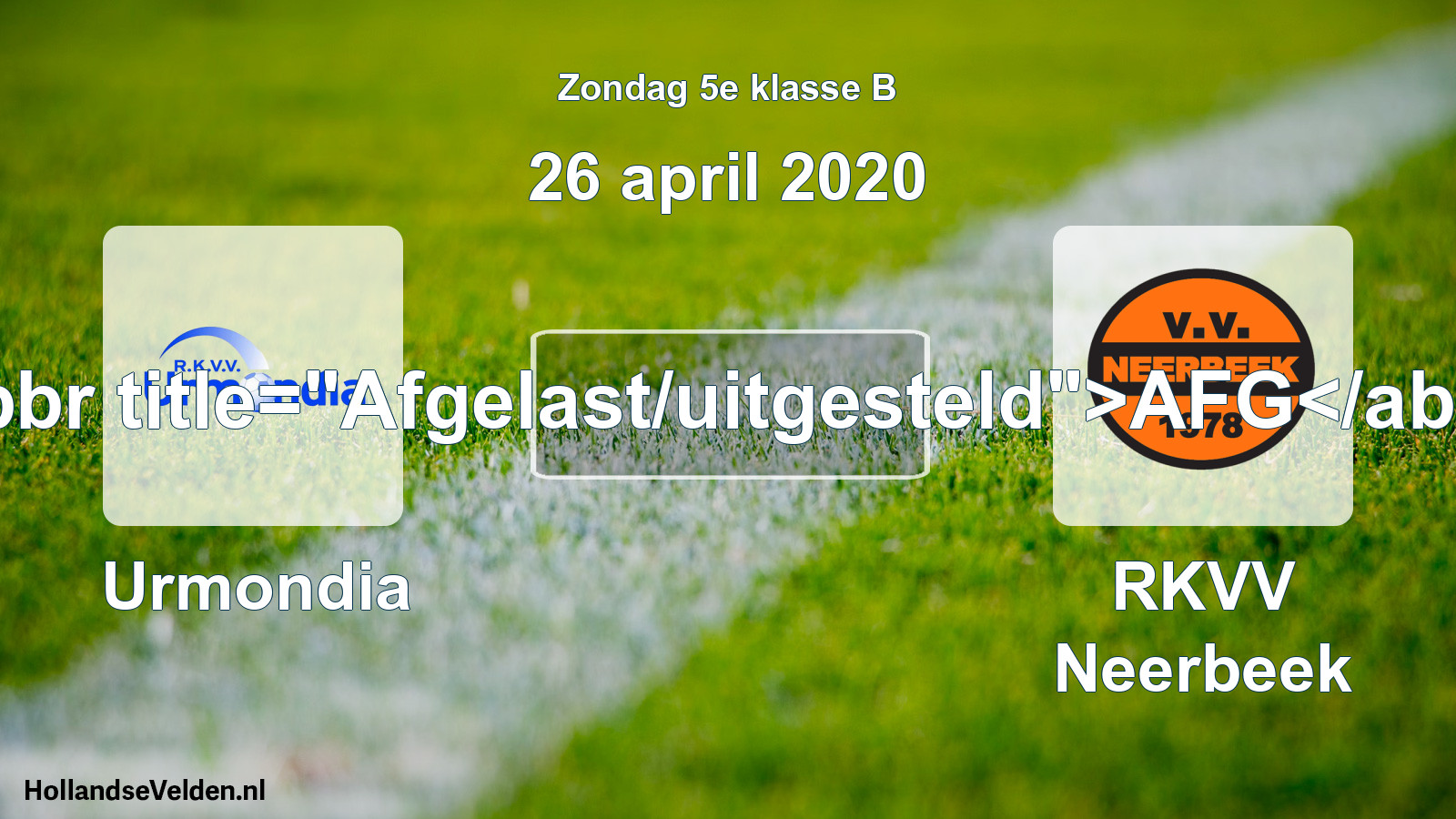 Scheduled Match: Urmondia - RKVV Neerbeek (26 April 2020)