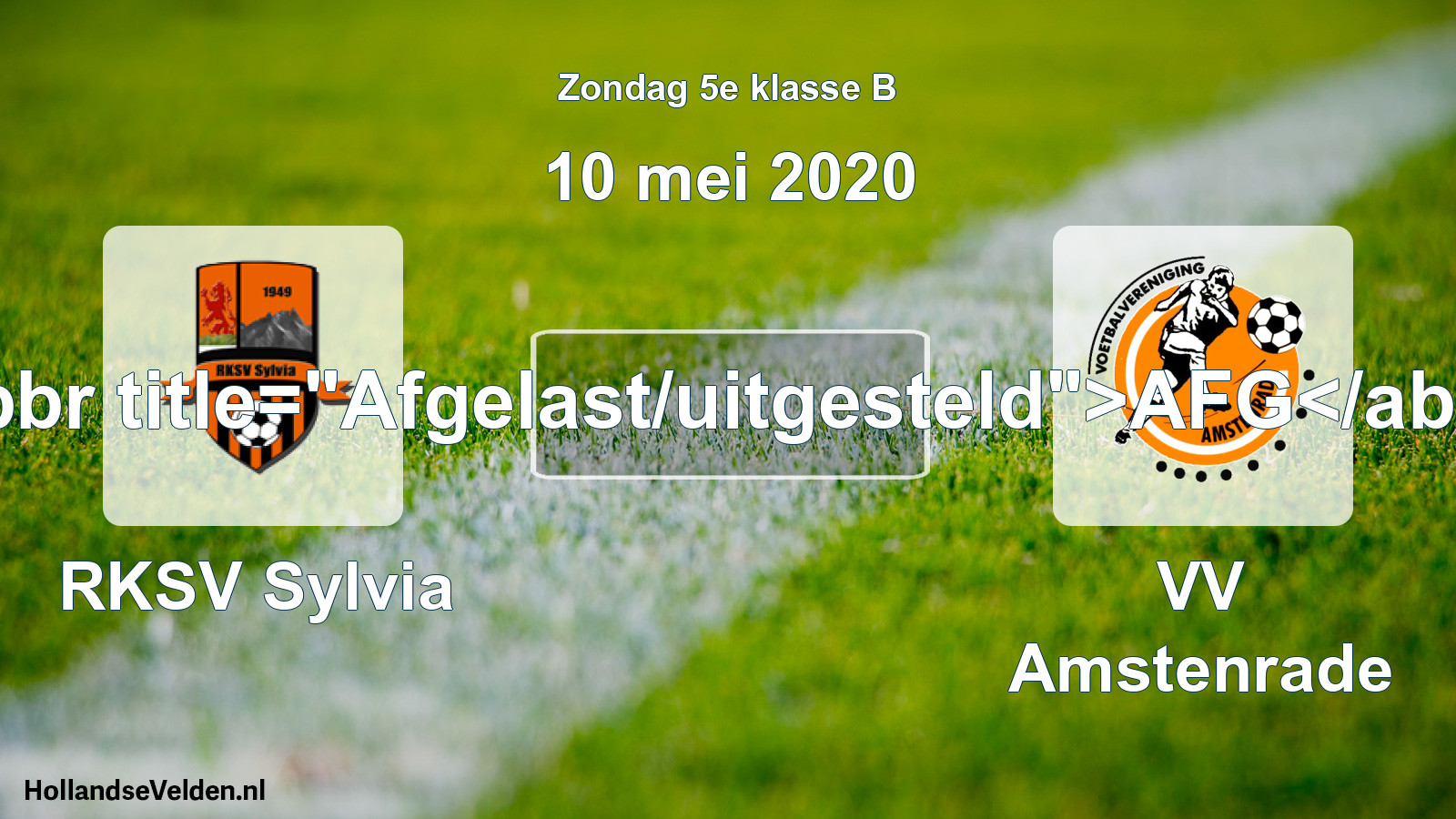 Scheduled Match: RKSV Sylvia - VV Amstenrade (10 May 2020)