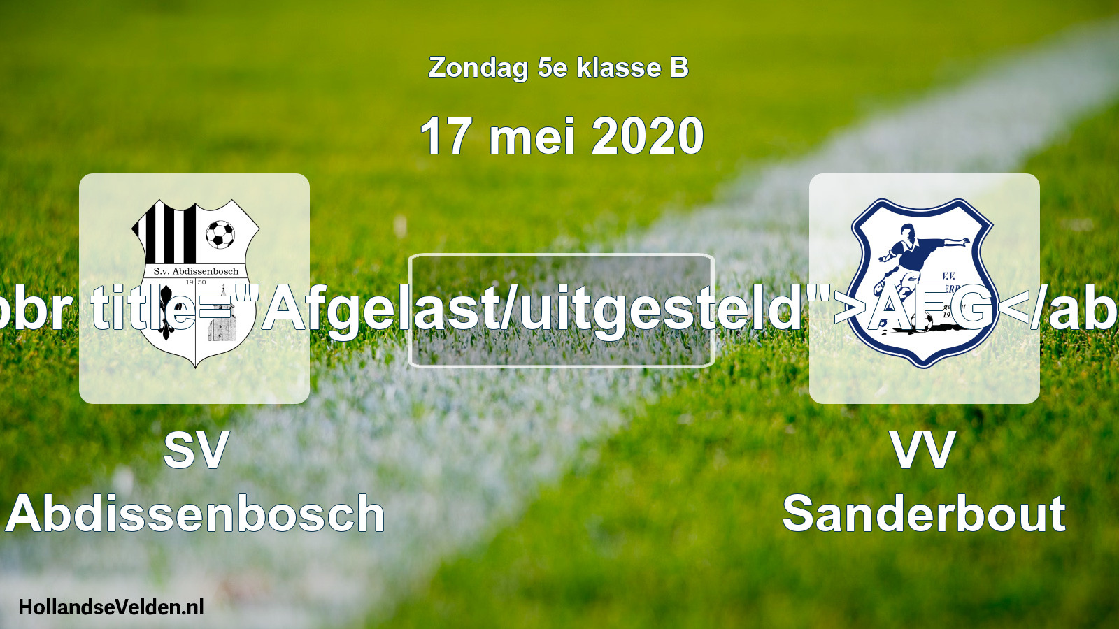 Scheduled Match: SV Abdissenbosch - VV Sanderbout (17 May 2020)